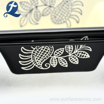 Black Customized Lace Separating Ceramic Plate